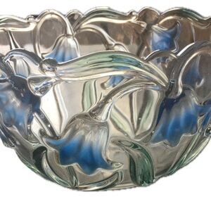 Mikasa “Bluebells” Blue and Green Glass Art Bowl
